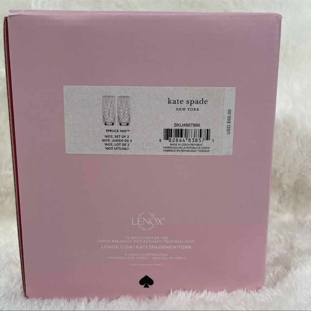 Kate Spade X Lenox Cocktail Glasses 2 16oz Spruce Way Highball New York NIB - Picture 10 of 11
